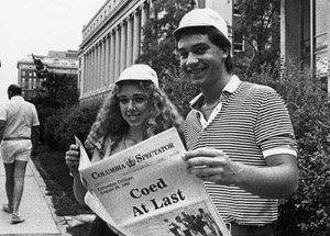 Donning their beanies, two first-years mark the start of a new era on August 29, 1983.