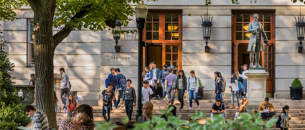 Students outside Hamilton Hall