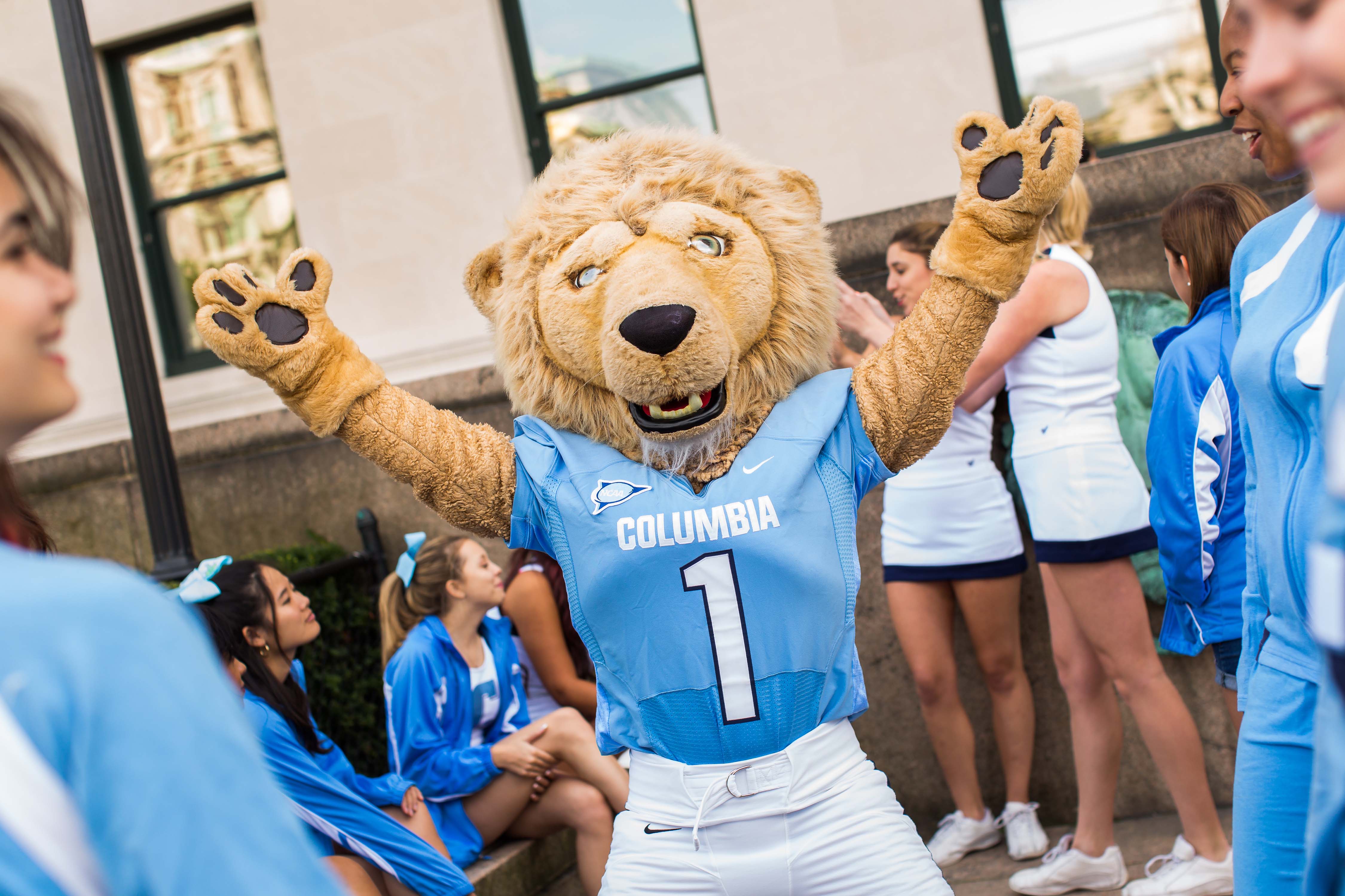 Roar-ee in football jersey