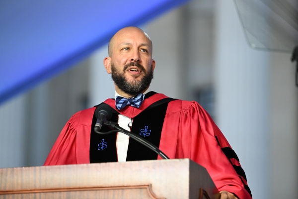 Dean Sorett makes his first address to the Class of 2028.