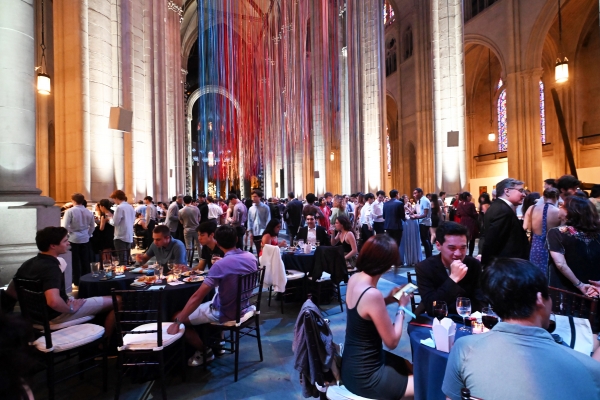 Columbia College and Columbia Engineering students enjoy Senior Dinner at the Cathedral Church of St. John the Divine.